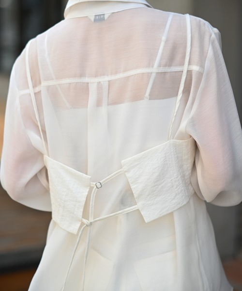 Marient（マリエント）の「シアーラインシャツ（シャツ/ブラウス・レディース・アイボリー/チャコール・FREE）」の15枚目の写真