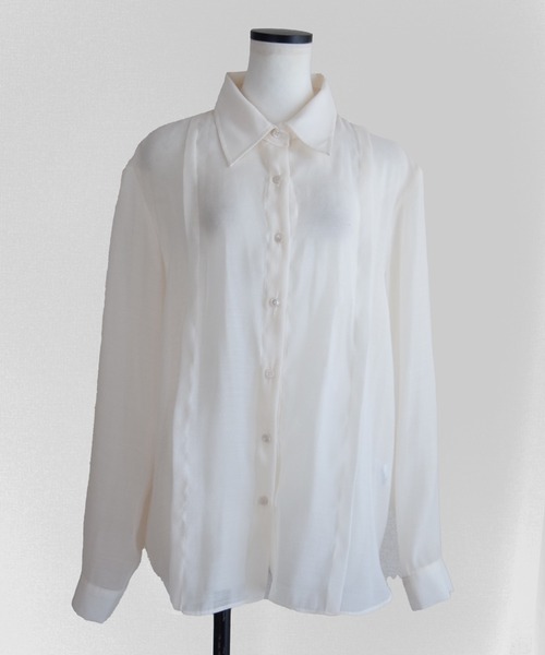 Marient（マリエント）の「シアーラインシャツ（シャツ/ブラウス・レディース・アイボリー/チャコール・FREE）」の9枚目の写真