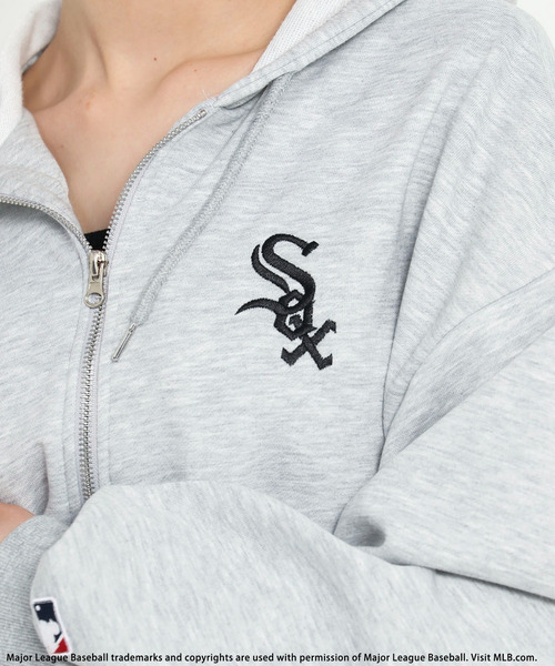 BACK TO THE FIELD(バック トゥー ザ フィールド)の「【MLB】刺しゅうロゴショートZIPパーカー(パーカー・レディース・ブラック/ホワイト/ブルー/グレー/ピンク・FREE)」の8枚目の写真