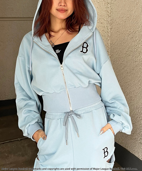 BACK TO THE FIELD(バック トゥー ザ フィールド)の「【MLB】刺しゅうロゴショートZIPパーカー(パーカー・レディース・ブラック/ホワイト/ブルー/グレー/ピンク・FREE)」の14枚目の写真