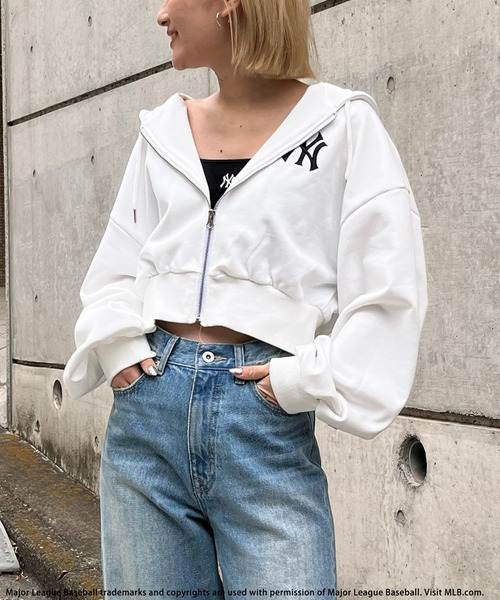 BACK TO THE FIELD(バック トゥー ザ フィールド)の「【MLB】刺しゅうロゴショートZIPパーカー(パーカー・レディース・ブラック/ホワイト/ブルー/グレー/ピンク・FREE)」の20枚目の写真