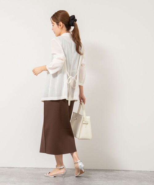 NOLLEY’S（ノーリーズ）の「ウォッシャブルリネン風シアージャケット（テーラードジャケット・レディース・キナリ/ベージュ/ブラック・36/38/40）」の8枚目の写真