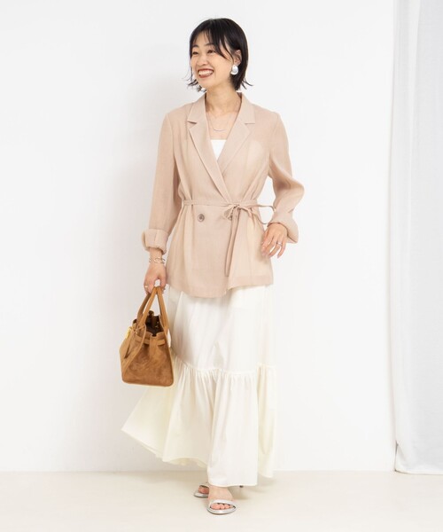 セール】ウォッシャブルリネン風シアージャケット（テーラード