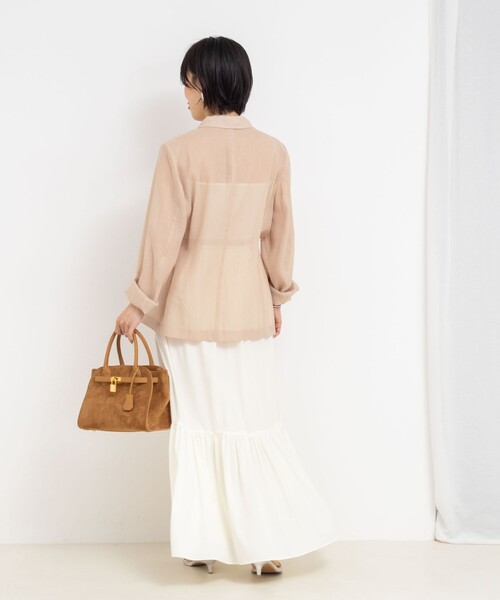 NOLLEY’S（ノーリーズ）の「ウォッシャブルリネン風シアージャケット（テーラードジャケット・レディース・キナリ/ベージュ/ブラック・36/38/40）」の22枚目の写真