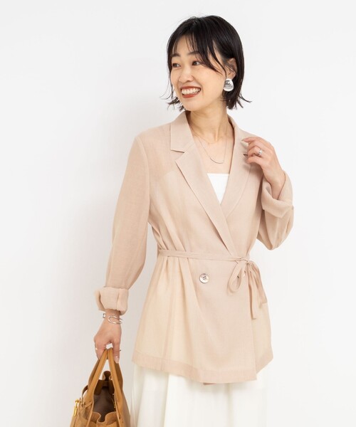 セール】ウォッシャブルリネン風シアージャケット（テーラード