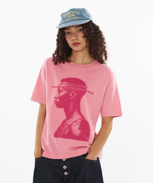 WISH FOR EVER（ウィッシュフォーエバー）の「HIGH INKJET FACE PRINT T / ハイインクジェットフェイスプリントT（Tシャツ/カットソー・メンズ・ピンク/ブラック/グレー/ネイビー・SMALL/LARGE/MEDIUM）」の4枚目の写真