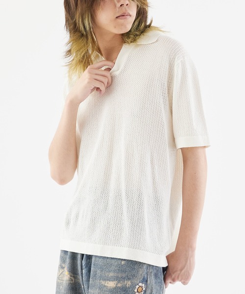 Theater code(シアターコード)の「Short Sleeve Mesh Tops / 半袖メッシュトップス(Tシャツ/カットソー・メンズ・ブラック/ホワイト・M/L)」の3枚目の写真