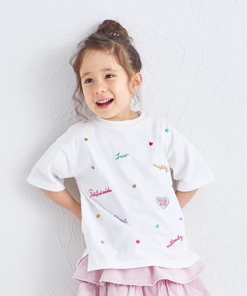 pairmanon（ペアマノン）の「【UVカット】【吸水速乾】【接触冷感】サマーファンクション カラフル 刺繍 Tシャツ（Tシャツ/カットソー・キッズ・ホワイト/ピンク/ブラック・100/110/120/130/140/150/90）」の6枚目の写真