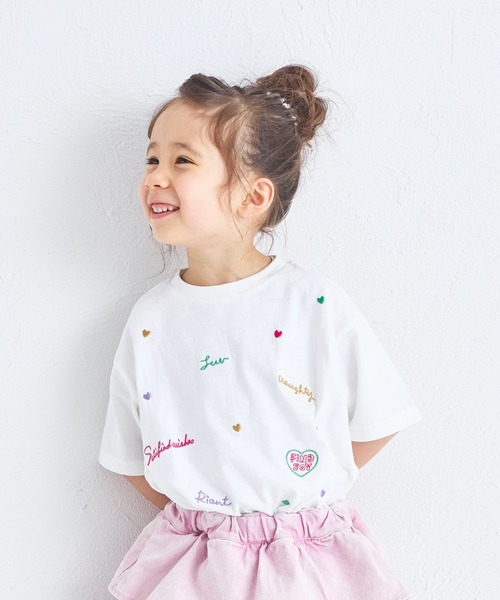 pairmanon（ペアマノン）の「【UVカット】【吸水速乾】【接触冷感】サマーファンクション カラフル 刺繍 Tシャツ（Tシャツ/カットソー・キッズ・ホワイト/ピンク/ブラック・100/110/120/130/140/150/90）」の7枚目の写真