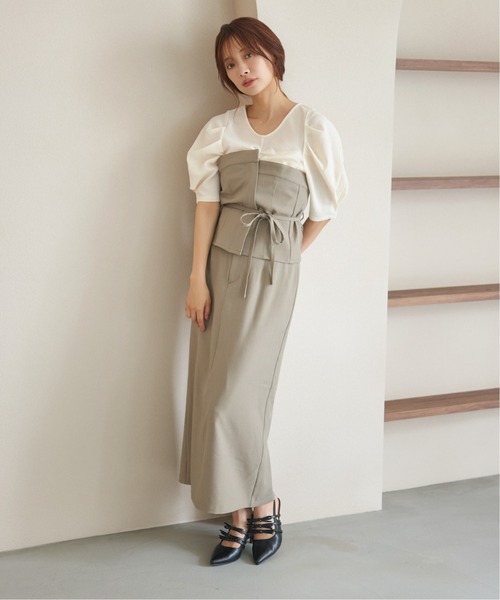 mysty woman(ミスティウーマン)の「フロントギャザーカットSS 581409(Tシャツ/カットソー・レディース・ブラウン/ブラック/アイボリー・FREE)」の6枚目の写真