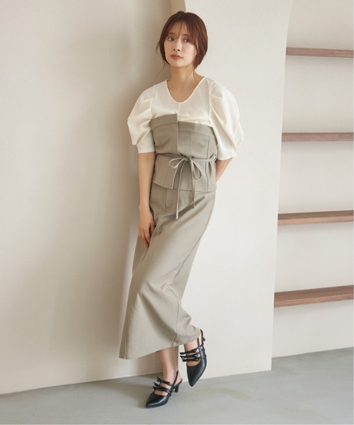 mysty woman(ミスティウーマン)の「フロントギャザーカットSS 581409(Tシャツ/カットソー・レディース・ブラウン/ブラック/アイボリー・FREE)」の7枚目の写真