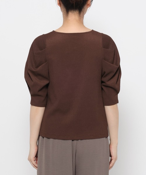 mysty woman(ミスティウーマン)の「フロントギャザーカットSS 581409(Tシャツ/カットソー・レディース・ブラウン/ブラック/アイボリー・FREE)」の11枚目の写真