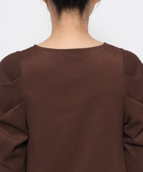 mysty woman(ミスティウーマン)の「フロントギャザーカットSS 581409(Tシャツ/カットソー・レディース・ブラウン/ブラック/アイボリー・FREE)」の12枚目の写真