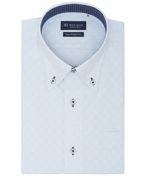 TOKYO SHIRTS(トウキョウシャツ)の「【超形態安定】 形態安定ノンアイロン ボタンダウン 半袖ビジネスワイシャツ(ビジネスシャツ・メンズ・サックスブルー・首回り43cm/首回り41cm/首回り39cm/首回り42cm/首回り37cm)」の1枚目の写真