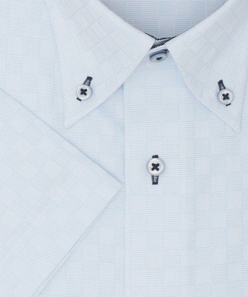 TOKYO SHIRTS(トウキョウシャツ)の「【超形態安定】 形態安定ノンアイロン ボタンダウン 半袖ビジネスワイシャツ(ビジネスシャツ・メンズ・サックスブルー・首回り43cm/首回り41cm/首回り39cm/首回り42cm/首回り37cm)」の3枚目の写真