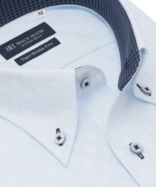 TOKYO SHIRTS(トウキョウシャツ)の「【超形態安定】 形態安定ノンアイロン ボタンダウン 半袖ビジネスワイシャツ(ビジネスシャツ・メンズ・サックスブルー・首回り43cm/首回り41cm/首回り39cm/首回り42cm/首回り37cm)」の2枚目の写真