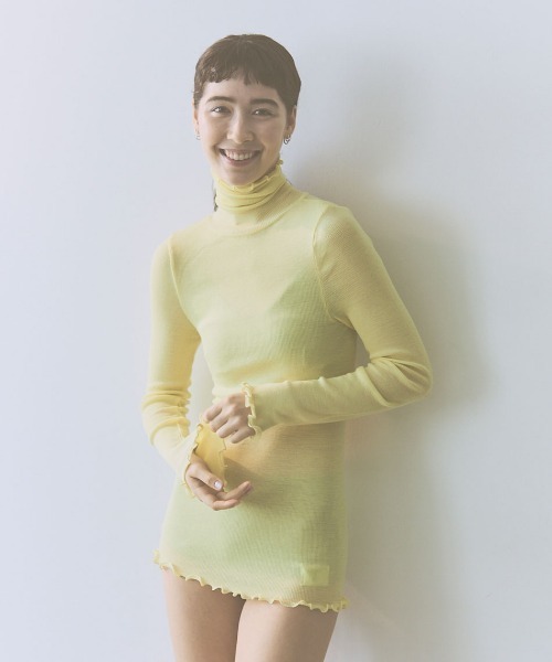 me.(ミードット)の「【 me. / ミードット 】merino washable wool タートルネック me-23309 HPI(ニット/セーター・レディース・イエロー/ベージュ/ライトブルー/グレイッシュベージュ/アイボリー/オフホワイト/チャコール・FREE)」の7枚目の写真