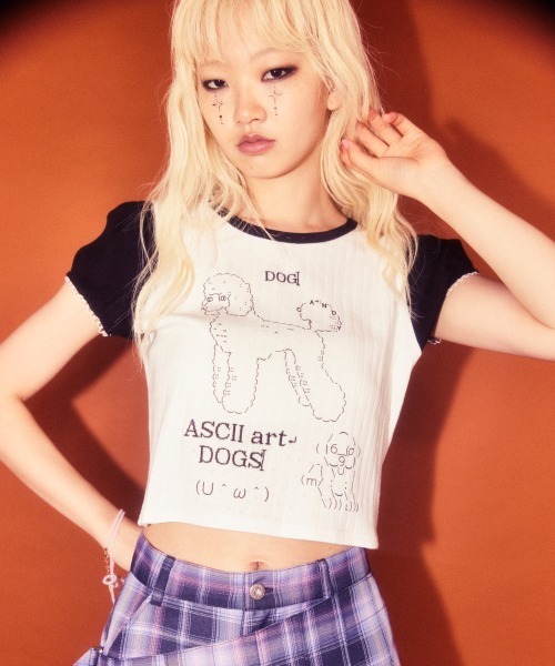 Candy Stripper（キャンディストリッパー）の「ASCII ART DOG Tシャツ（Tシャツ/カットソー・レディース・オフホワイト/ライトブルー/ブラック・FREE）」の2枚目の写真