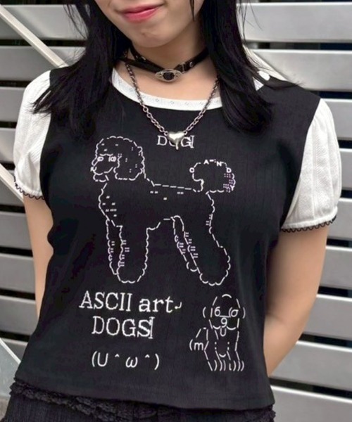 Candy Stripper（キャンディストリッパー）の「ASCII ART DOG Tシャツ（Tシャツ/カットソー・レディース・オフホワイト/ライトブルー/ブラック・FREE）」の3枚目の写真