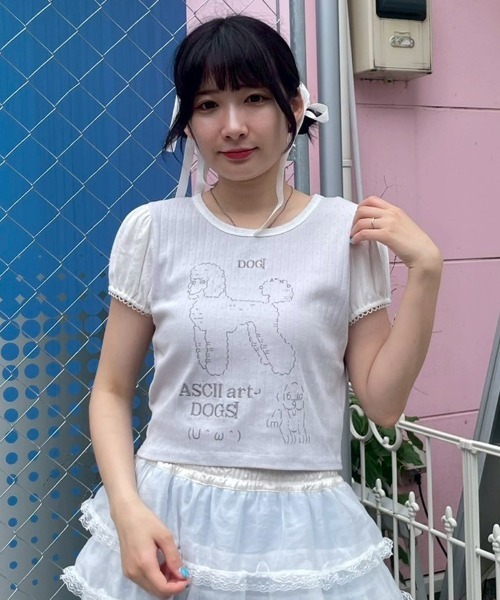 Candy Stripper（キャンディストリッパー）の「ASCII ART DOG Tシャツ（Tシャツ/カットソー・レディース・オフホワイト/ライトブルー/ブラック・FREE）」の11枚目の写真