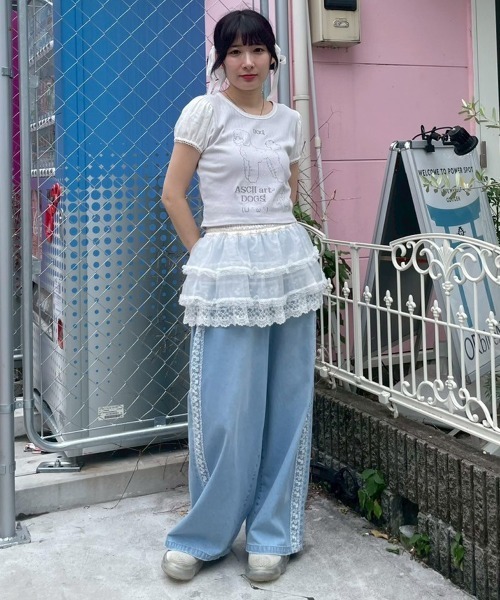 Candy Stripper（キャンディストリッパー）の「ASCII ART DOG Tシャツ（Tシャツ/カットソー・レディース・オフホワイト/ライトブルー/ブラック・FREE）」の14枚目の写真