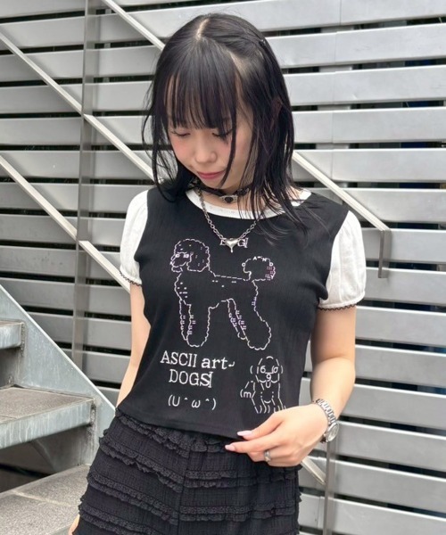 Candy Stripper（キャンディストリッパー）の「ASCII ART DOG Tシャツ（Tシャツ/カットソー・レディース・オフホワイト/ライトブルー/ブラック・FREE）」の16枚目の写真