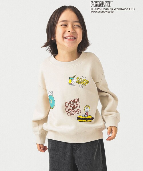 B:MING by BEAMS（ビーミングバイビームス）の「Peanuts 総柄 プリント スウェット 2025FW（90～140cm）（スウェット・キッズ・ダークグリーン/ホワイト系その他5・90/100/110/120/130/140）」の4枚目の写真