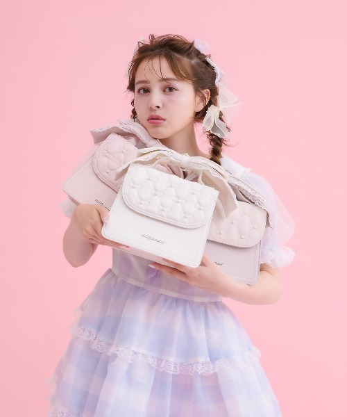mellfy memory(メルフィーメモリー)の「Ribbon quilting eternity bag(ショルダーバッグ・レディース・ベビーピンク/ピンク/ホワイト・FREE)」の5枚目の写真