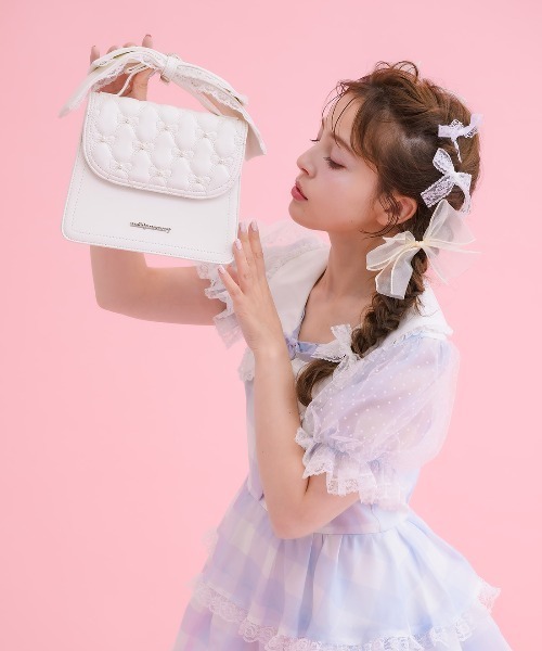 mellfy memory(メルフィーメモリー)の「Ribbon quilting eternity bag(ショルダーバッグ・レディース・ベビーピンク/ピンク/ホワイト・FREE)」の4枚目の写真