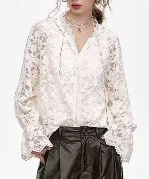 AsRiRe(アスリレイ)の「ジャカード織り × 透かしディテールシャツ(シャツ/ブラウス・レディース・アイボリー・M)」の6枚目の写真