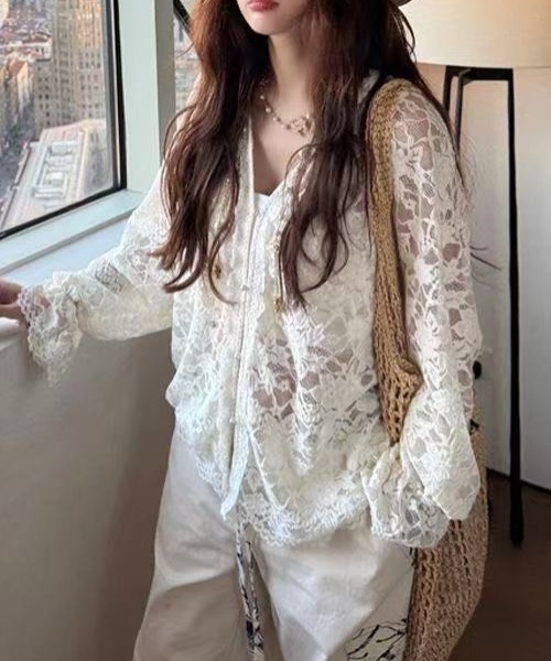 AsRiRe(アスリレイ)の「ジャカード織り × 透かしディテールシャツ(シャツ/ブラウス・レディース・アイボリー・M)」の8枚目の写真