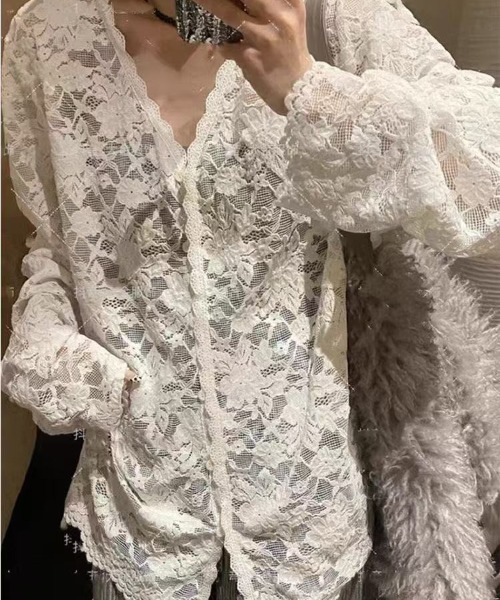 AsRiRe(アスリレイ)の「ジャカード織り × 透かしディテールシャツ(シャツ/ブラウス・レディース・アイボリー・M)」の9枚目の写真