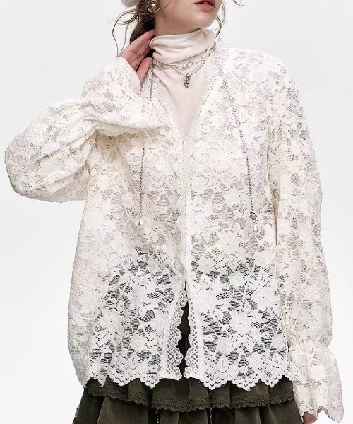 AsRiRe(アスリレイ)の「ジャカード織り × 透かしディテールシャツ(シャツ/ブラウス・レディース・アイボリー・M)」の10枚目の写真