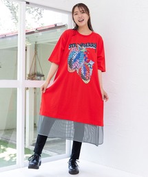 ScoLar（スカラー）の「152694：イチゴ柄メッシュ切替ワンピース（ワンピース）」