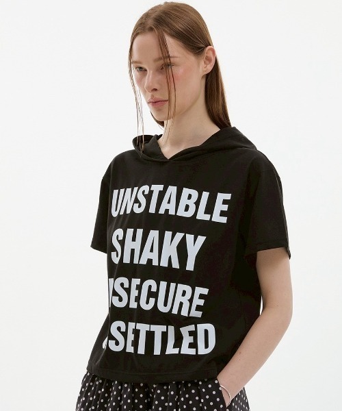 ESC STUDIO(イーエスシースタジオ)の「【ESC STUDIO】quadruple shaky hoodie / 【イーエスシースタジオ】クアドルプルシャイキーロゴフード付き半袖Tシャツ(Tシャツ/カットソー・メンズ・ホワイト/ブラック/ホワイト×ブラック・ONE SIZE)」の22枚目の写真