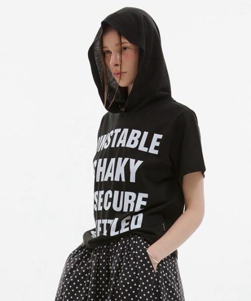 ESC STUDIO(イーエスシースタジオ)の「【ESC STUDIO】quadruple shaky hoodie / 【イーエスシースタジオ】クアドルプルシャイキーロゴフード付き半袖Tシャツ(Tシャツ/カットソー・メンズ・ホワイト/ブラック/ホワイト×ブラック・ONE SIZE)」の18枚目の写真