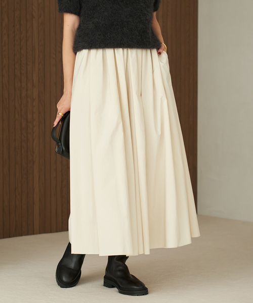 plage(プラージュ)の「taffeta maxi スカート(スカート・レディース・アイボリー/ブラック・38/36)」の1枚目の写真