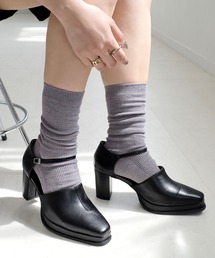 厚底スクエアトゥセパレートパンプス