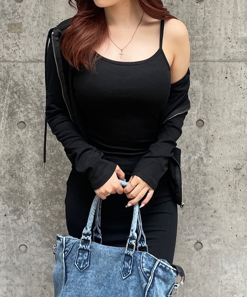 ROGER AND RAW(ロジャーアンドロウ)の「【セットアップ/2点セット】キャミロングワンピース&ジップパーカーセット(ワンピース・レディース・ブラック/グレー・FREE)」の6枚目の写真