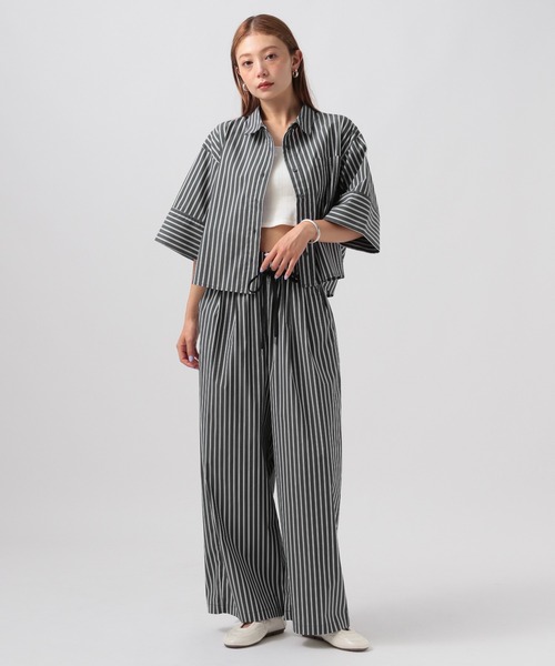 BAYFLOW（ベイフロー）の「ストライプリラックスパンツ（その他パンツ・レディース・チャコール/ホワイト・FREE）」の13枚目の写真