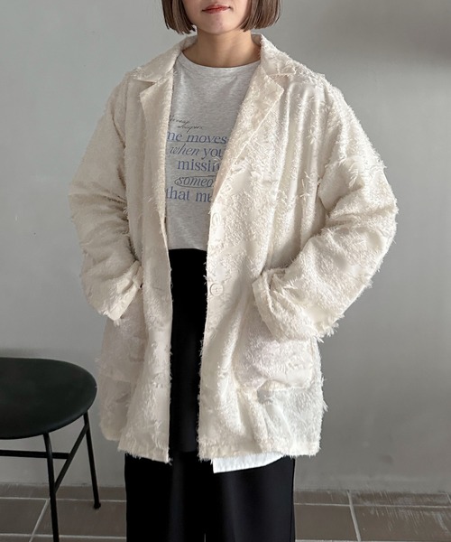 PILIT（ピリット）の「ジャガードジャケット（テーラードジャケット・レディース・アイボリー/ブラック・MEDIUM）」の2枚目の写真