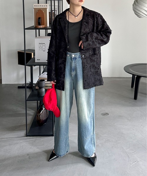 PILIT（ピリット）の「ジャガードジャケット（テーラードジャケット・レディース・アイボリー/ブラック・MEDIUM）」の6枚目の写真