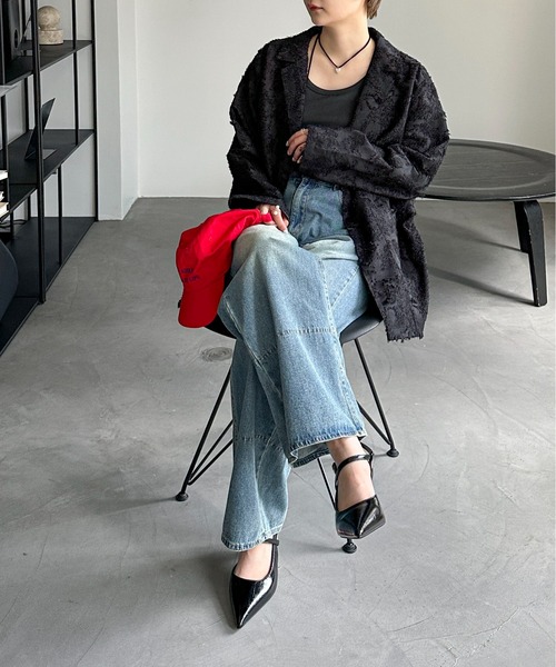 PILIT（ピリット）の「ジャガードジャケット（テーラードジャケット・レディース・アイボリー/ブラック・MEDIUM）」の7枚目の写真