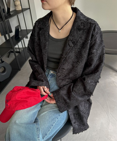 PILIT（ピリット）の「ジャガードジャケット（テーラードジャケット・レディース・アイボリー/ブラック・MEDIUM）」の8枚目の写真