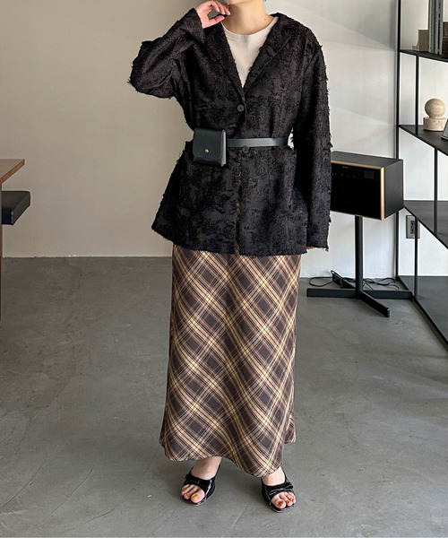 PILIT（ピリット）の「ジャガードジャケット（テーラードジャケット・レディース・アイボリー/ブラック・MEDIUM）」の20枚目の写真