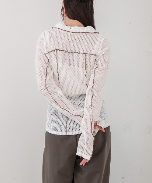 Bab(バブ)の「ウェーブメロウホックシャツトップス(シャツ/ブラウス・レディース・ブラウン/チャコールグレー/アイボリー・FREE)」の8枚目の写真