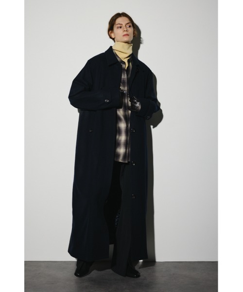 RIM.ARK（リムアーク）の「Stand fall collar CT スタンドカラーコート（ステンカラーコート・レディース・ダークネイビー/チャコールグレー/杢グレー・FREE）」の22枚目の写真