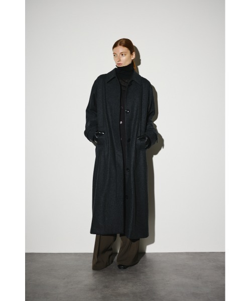 RIM.ARK（リムアーク）の「Stand fall collar CT スタンドカラーコート（ステンカラーコート・レディース・ダークネイビー/チャコールグレー/杢グレー・FREE）」の6枚目の写真