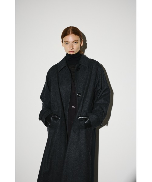 RIM.ARK（リムアーク）の「Stand fall collar CT スタンドカラーコート（ステンカラーコート・レディース・ダークネイビー/チャコールグレー/杢グレー・FREE）」の7枚目の写真