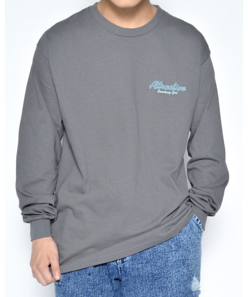 MODISH GAZE(モディシュガゼ)の「【MODISH GAZE】6.0オンス スモーキングガール 線画イラストロンT 長袖(Tシャツ/カットソー・メンズ・ホワイト/グレー系1/ネイビー/ブルー系1/ブラック/グレー系2/アッシュグレー/ダークグリーン/ブルー系2・SMALL/MEDIUM/LARGE/X-LARGE)」の11枚目の写真